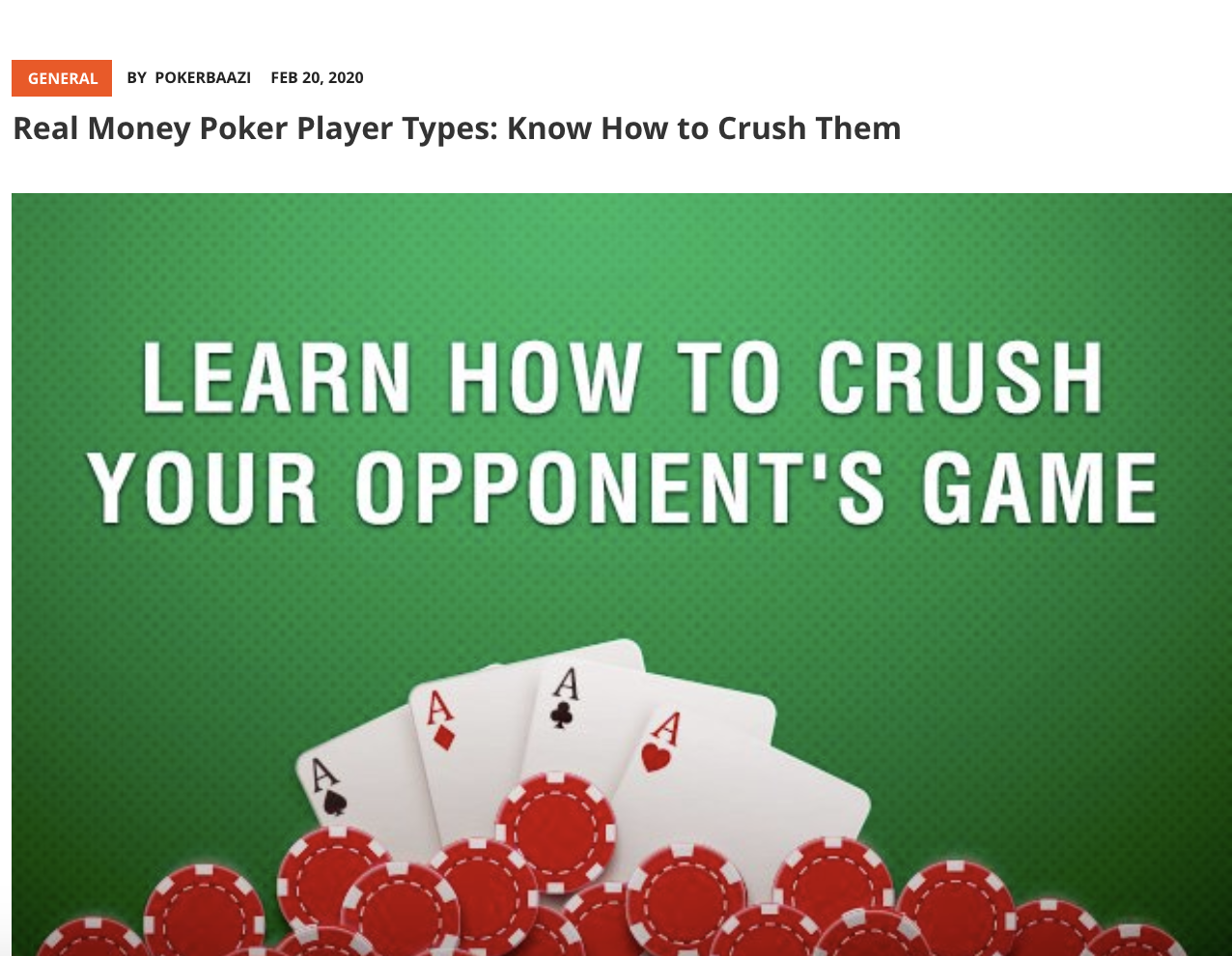 Most Common Money Poker Player Types: Know How to Crush Them